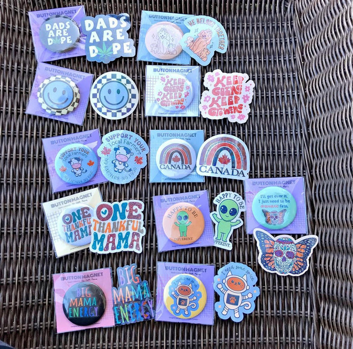 Button Magnets and Stickers